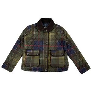 Barbour Louden Tartan Quilted Jacket Women's Size 10 Zip & Button Classic